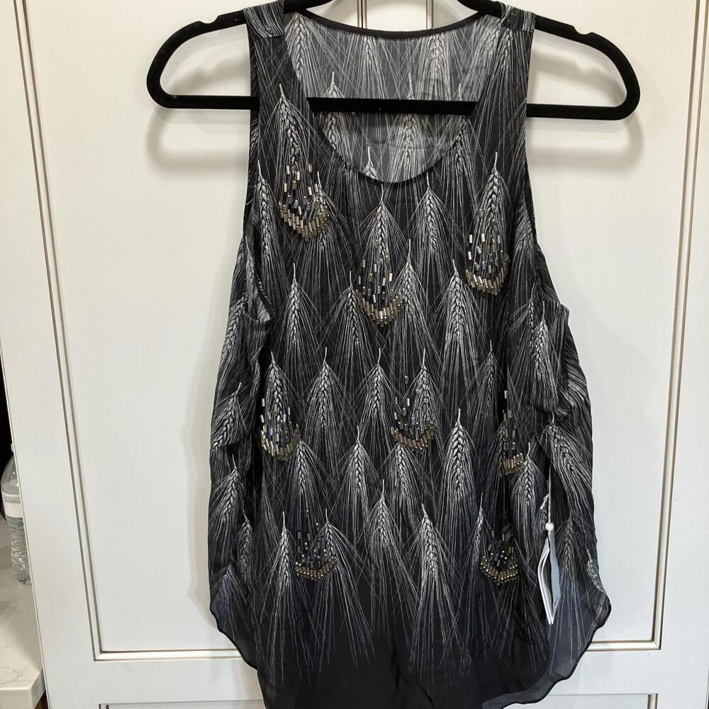 3.1 Phillip Lim Womens Silk Abstract Print Sleeveless Tank Top Blue Black Size 6
